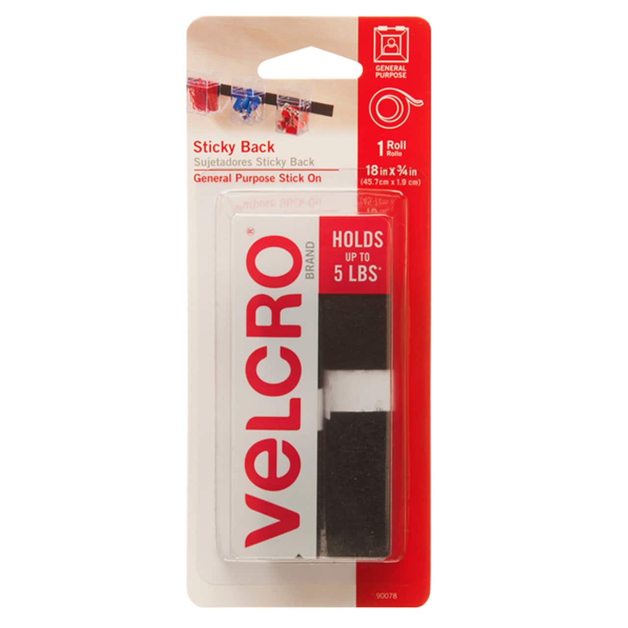 VELCRO® Brand 3/4 x 18 Black Sticky Back Strips, 12 Pack Bundle